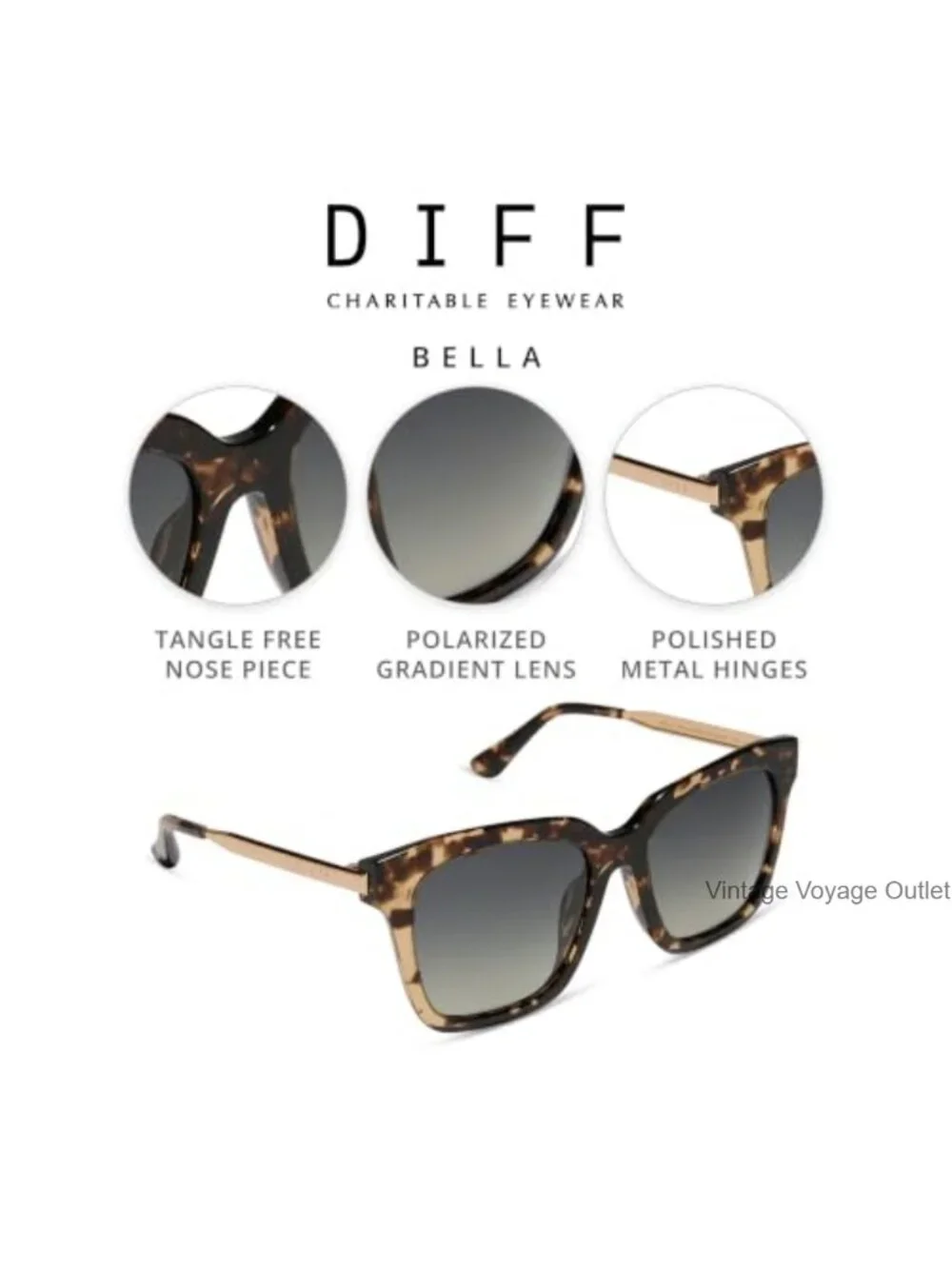 DIFF Bella Square Sunglasses for Women | Designer Frames | 100% UV Protection |